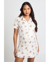 Boohoo - Maternity Bear Bow Print Button Through Collar Nightie - Lyst