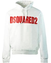 DSquared² - New Dan Fit Large Logo White Hoodie Cotton - Lyst