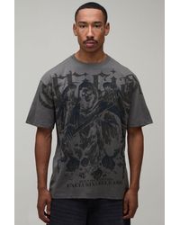 BoohooMAN - Oversized Gothic Over The Seams Print T-Shirt Cotton - Lyst