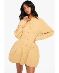 Boohoo - Petite Poplin Volume Hem Shirt Dress - Lyst