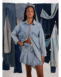 Pink Vanilla - Denim Pleated Mini Skirt - Lyst