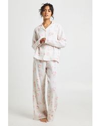 Boohoo - Breakfast Print Textured Long Sleeve Shirt & Trouser Pyjama 3 Piece Set - Lyst
