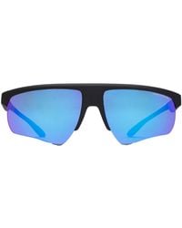 ARMANI EXCHANGE - Zwarte Zonnebril Met Blauwe Spiegellens - Lyst
