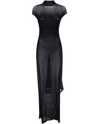 Jean Paul Gaultier - Mesh Sleeveless Long Dress With Velvet Flock - Lyst