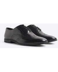 River Island - Oxford Brogue Shoes Leather Wide Fit - Lyst