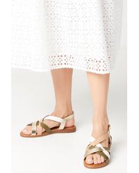 Wallis - Rafaella Cross Strap Low Wedge Sandals - Lyst