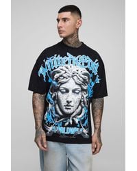 BoohooMAN - Tall Oversized Extended Neck Over The Seams Renaissance Print T-Shirt - Lyst