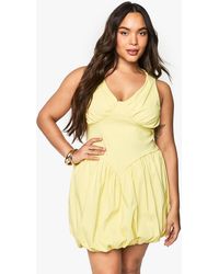 Boohoo - Plus Bengaline Plunge Puffball Mini Dress - Lyst