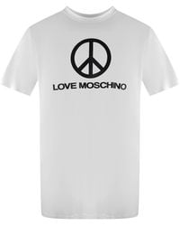 Moschino - Love Peace Logo T-Shirt Cotton - Lyst