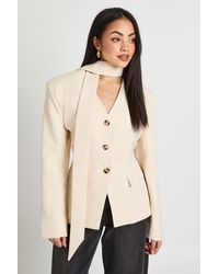 Boohoo - Scarf Detail Cinched Blazer - Lyst