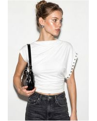 Bianco Lucci - Fitted Crop Boat-Neck Blouse - Lyst