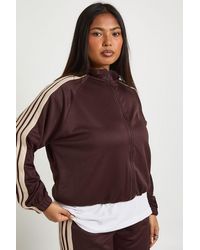 Boohoo - Plus Tricot Side Stripe Zip Up Jacket - Lyst