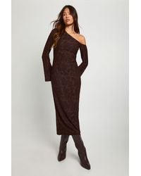 Boohoo - Burnout Floral Asymmetric Long Sleeve Midaxi Dress - Lyst