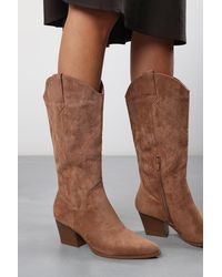 Where's That From - Wheres 'Brynn' Calf Cowboy Boots Block Heel Western Embroidered - Lyst
