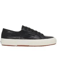 Superga - Ladies 2750 Snake Print Grain Leather Trainers /Avorio) - Lyst