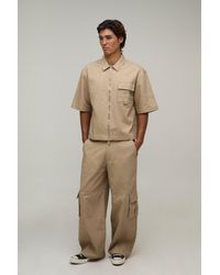 BoohooMAN - Oversized Half Sleeve Overshirt & Baggy Trouser Cargo Set - Lyst