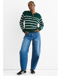 Gini London - Recycle Stripe Button Up Loose Fit Knit Jumper - Lyst