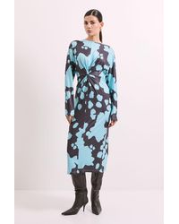 PRINCIPLES - Printed Twist Front Jersey Midi Dress - Lyst