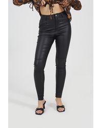 Brave Soul - Leather Look Biker Style Skinny Jeans - Lyst