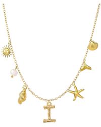 The Jewellery Stockroom - Plated Sea And Initial Life Statement Charm Necklace - Lyst