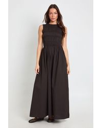 Boohoo - Cotton Poplin Shirred Maxi Dress - Lyst