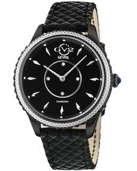 Gv2 - Siena Swiss Quartz Diamond Black Dial Leather Watch - Lyst