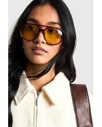 Boohoo - Lenses Retro Aviator Sunglasses - Lyst