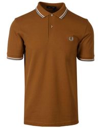 Fred Perry - Twin Tipped Polo Shirt Dark Caramel/Snow - Lyst