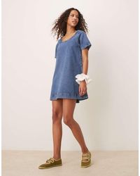 ASOS - Denim Scoop Neck Mini Dress - Lyst