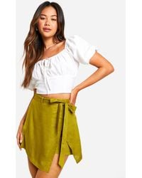 Boohoo - Linen Look Belted Skort - Lyst