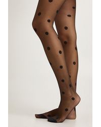 Boohoo - Large Polka Dot Sheer Tights - Lyst
