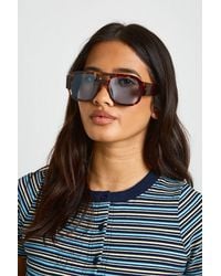 Boohoo - Chunky Framed Coloured Lens Aviator Sunglasses - Lyst