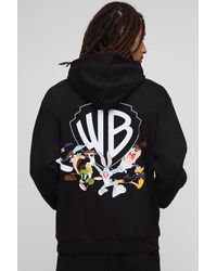 BoohooMAN - Oversized Warner Bros Logo License Printed Hoodie - Lyst