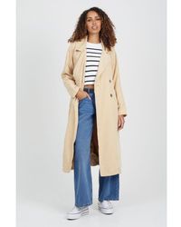 Brave Soul - Double-Breasted Longline Trench Coat With Raglan Sleeves - Lyst