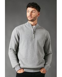 MAINE - Premium Pure Cotton Half Zip Funnel Jumper - Lyst