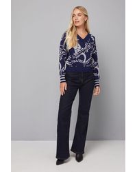Wallis - Petite Sparkle Fauna V Neck Jumper - Lyst