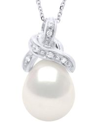 Ateliers Saint Germain - Necklace Beaded Pendant Knot And Diamonds 0.04 Cts Real Freshwater Pearl Pear 9-10 Mm - Lyst