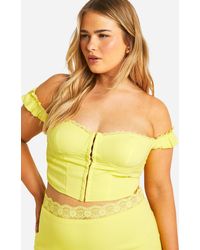 Boohoo - Plus Hook And Eye Off The Shoulder Corset Top - Lyst