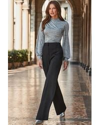 Sosandar - Ponte Wide Leg Pintuck Trousers - Lyst