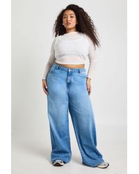 Boohoo - Plus Basics High Waist Wide Leg Jean - Lyst