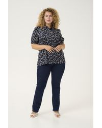 Kaffe - Overhemd Met Lang Mouwen Regular Fit Midnight Marine Lace Print Dark - Lyst
