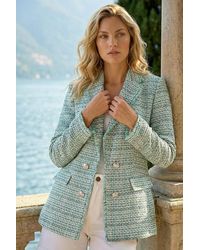 Roman - Check Frayed Edge Boucle Button Jacket - Lyst