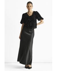 Gini London - Velvet Sequin Bow Front Bubble Sleeve Top - Lyst