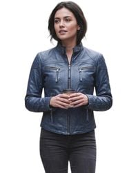Woodland Leathers - Genuine Leather Biker Jacket - Lyst