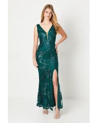 Debut London - By Coast Embroidered Sequin Mesh Plunge Prom Dress - Lyst