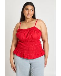 Boohoo - Plus Shirred Detail Strappy Top - Lyst