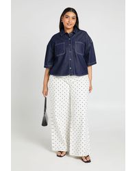 Boohoo - Plus Oversized Short Sleeve Denim Shirt - Lyst