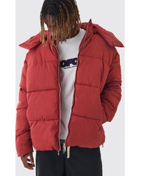 BoohooMAN - Tall Oversized Funnel Neck Hooded Puffer Jacket - Lyst