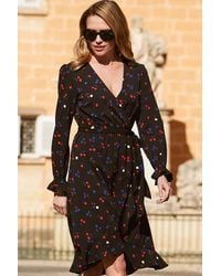 Sosandar - Cherry Print Wrap Dress - Lyst