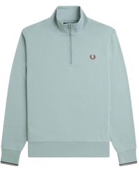 Fred Perry - Half Zip Sweatshirt Cotton - Lyst